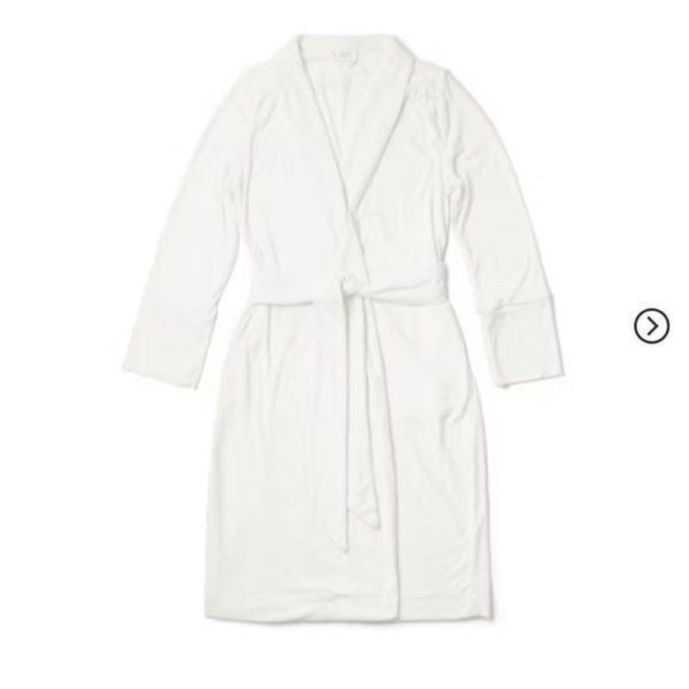 NWT Goumi Kids Mom Cloud Terry Robe XS/S Bamboo Organic Cotton White Pockets Mat